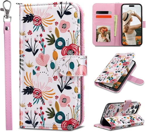 Vista 12 de ULAK Compatible con iPhone 14 Funda Cartera para Mujeres, Cubierta Plegable de Cuero PU Premium con Portador de Tarjetas, Función de Soporte Funda