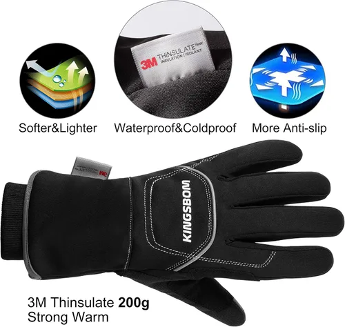 Vista 2 de KINGSBOM -Guantes térmicos impermeables y resistentes al viento de 40 - Guantes térmicos Thinsulate 3M Thinsulate para pantalla táctil de invierno