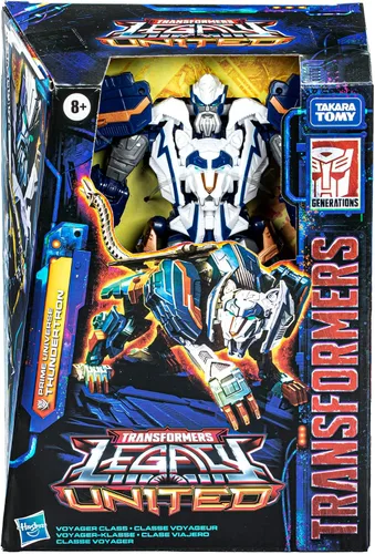 Vista 2 de Transformers Legacy United Voyager Class Prime Universe Thundertron, figura de acción de conversión de 7 pulgadas, 8+