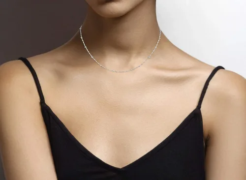 Vista 4 de Miabella Collar de cadena de cuentas de plata de ley 925 italiana para mujer, fabricado en Italia