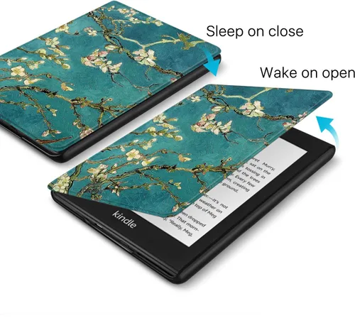 Vista 4 de TNP - Funda delgada para Kindle Paperwhite de 10ª generación, 2018 flor de Almond Blossom