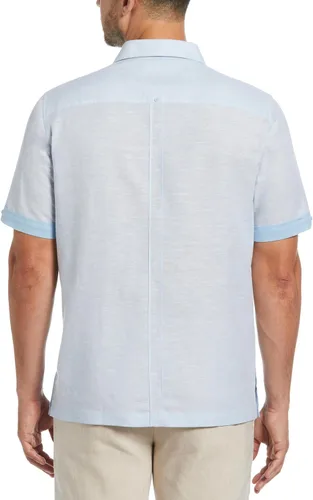 Vista 2 de Cubavera Camisa Guayabera de manga corta para hombre con mezcla de lino, disponible en tallas grandes y altas