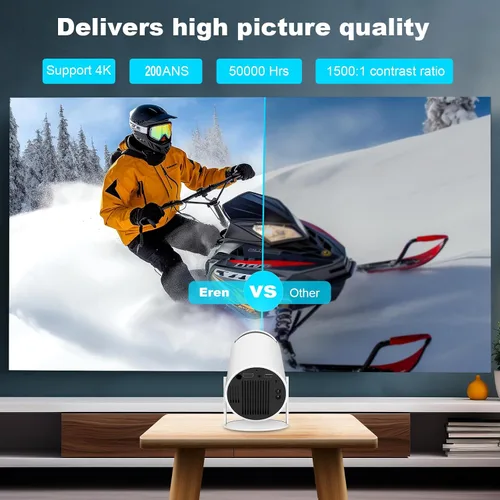 Vista 12 de Mini proyector, proyector portátil HY300 PRO, compatible con 4K 1080P con doble banda WIFI6 5G inalámbrico 5.2 Bluetooth Android 13, rotación