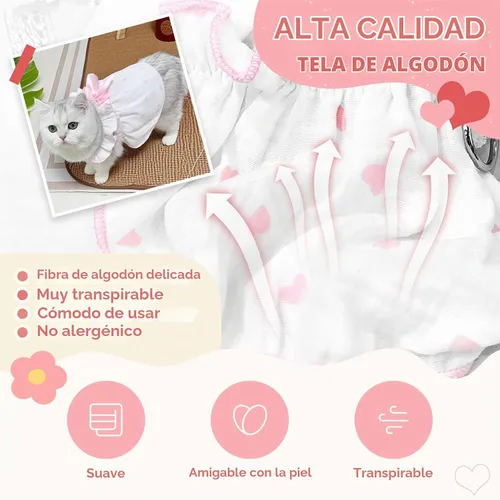 Vista 5 de Vestidos para perros pequeños, hembra, perro, gato, vestido lindo de algodón extra de verano, decoración de lazo, traje de cumpleaños, ropa de Rosa