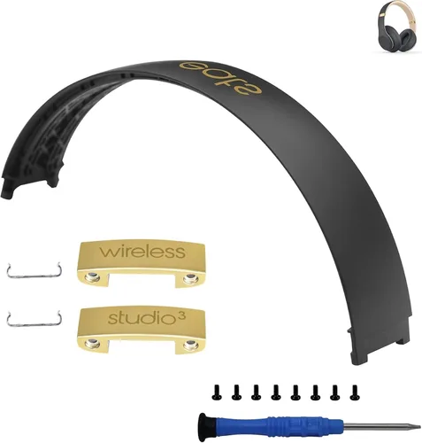 Vista 10 de Kit de reparación de diadema y bisagra para auriculares Beats Studio3, juego de accesorios duraderos (Negro Oro)