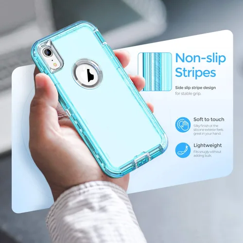 Vista 2 de ORIbox - Funda compatible con iPhone XR, resistente a los golpes, anticaídas, transparente