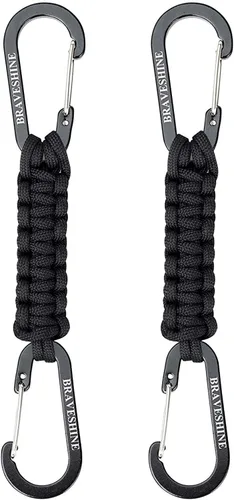 Vista 24 de BRAVESHINE Mosquetón de llavero con clip de paracord, gancho de anillo en D para lanyard, colgador para cochecito, llavero para botella de agua