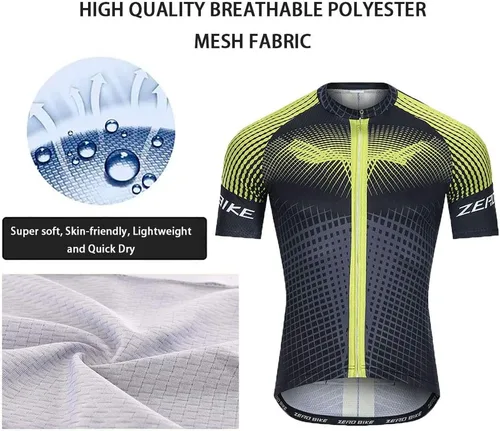 Vista 3 de ZEROBIKE Conjunto de camiseta de ciclismo de manga corta para hombre, transpirable, de secado rápido, acolchado, 3D, ropa de bicicleta MTB