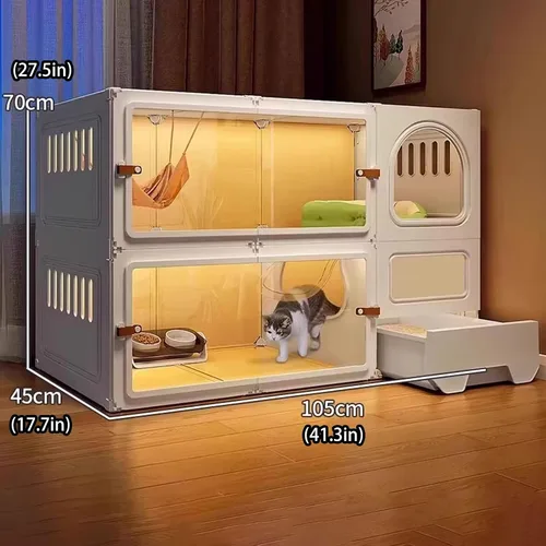Vista 2 de Jaulas grandes para gatos de 2/3/4 niveles para interiores, jaula para gatos con caja de arena, villa para gatos, jaula para gatos