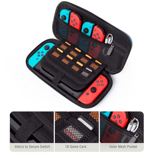 Vista 4 de Lokigo Carrying Case for Nintendo SwitchSwitch OLED Model (2021), Portable Travel Girls Carry Case Protective Hard Shell with 16 Games Card
