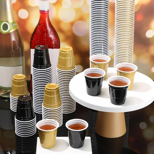 Vista 4 de Dandat Paquete de 200 vasos de plástico de 2 onzas, vasos de plástico desechables para barbacoa, fiesta de Navidad, degustaciones, muestras