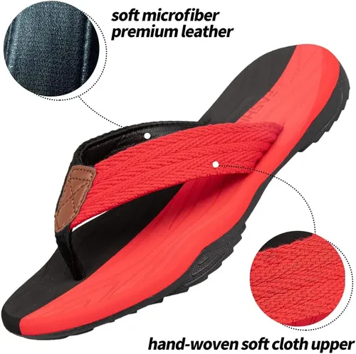 Vista 4 de MGGMOKAY Sandalias cómodas para hombre, con soporte de arco, sandalias casuales con correa en T para hombre, sandalias de verano para la playa