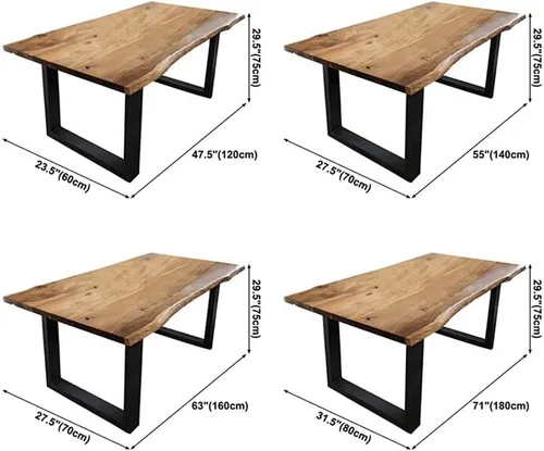 Vista 2 de LAKIQ Mesa de comedor industrial de madera maciza, rectangular, para cocina, comedor, sala de estar, mesa de centro con doble pedestal de metal