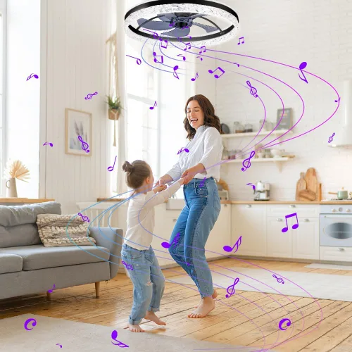 Vista 3 de Ventilador de Techo con Luz, Ventiladores de Techo de Perfil Bajo, Ventilador de Techo de Montaje Empotrado, Ventiladores Inteligentes de Techo