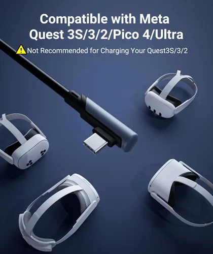Vista 2 de Syntech Link Cable 10 FT Compatible with Oculus/Meta Quest 3/Meta Quest 3S, Quest2/Pro/Pico 4/Ultra Accessories and PC/SteamVR, High Speed PC Data