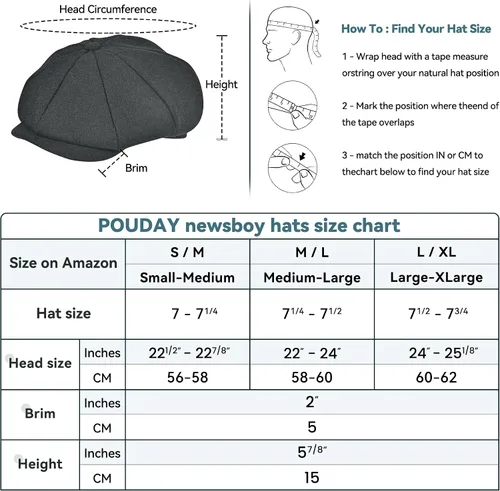 Vista 5 de Gorra de Newsboy de mezcla de lana para hombre, gorra irlandesa de periódicos, sombrero de taxista