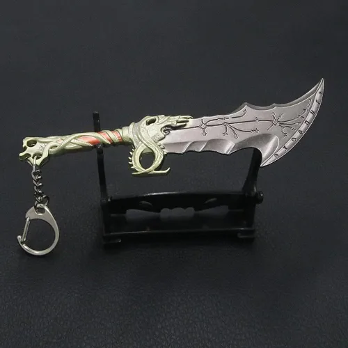 Vista 8 de GOW Blades of Chaos & Leviathan Axe Llavero – Dije de arma de juego – Regalos para adolescentes, hombres, mujeres fans, Juego de hacha Leviatán