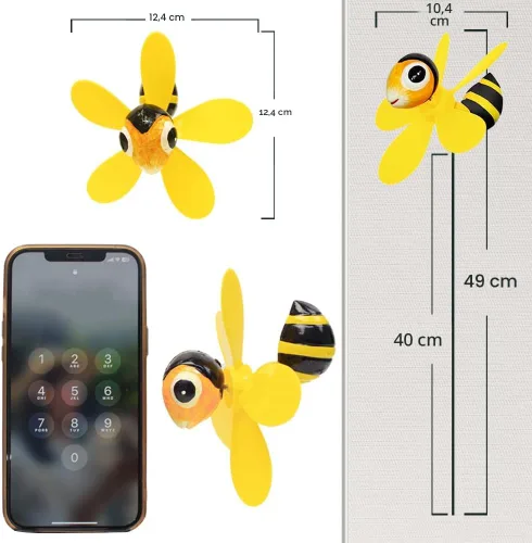 Vista 2 de Paquete de 5 molinillos de viento de insectos 3D para patio y jardín, molinetes coloridos con resorte, abeja, libélula, rana, mariquita Whirligigs