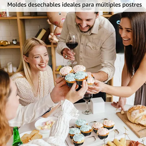 Vista 6 de 150 moldes desechables de papel de aluminio para hornear, con tapas, mini moldes para cupcakes de 5 onzas, moldes para flan, moldes para tartas