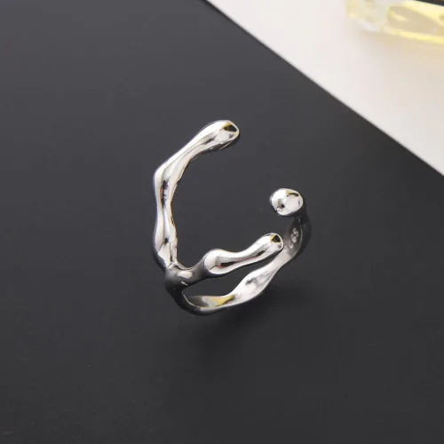Vista 252 de Anillo de plata de ley 925, minimalista, ajustable, hecho a mano, para mujeres y niñas