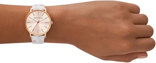 Vista 6 de Armani Exchange - Reloj de cuarzo de acero inoxidable con correa de cuero para mujer