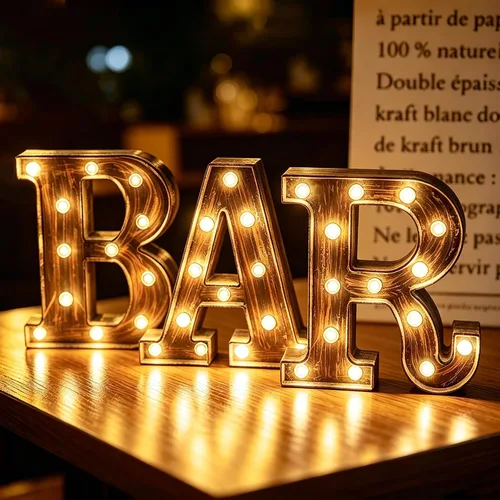Vista 10 de BAR - Letrero LED iluminado con palabras de marquesina - Letrero de barra de pub preiluminado - Funciona con pilas (23.03 x 8.66 pulgadas) (negro)