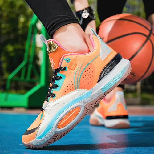 Vista 2 de Colorblock - Zapatos deportivos múltiples para mujer, zapatos de baloncesto y tenis casuales de moda con suela de goma antideslizante de alto rebote