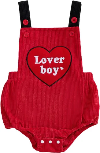 Vista 15 de YINGISFITM Mi primer traje de San Valentín para bebé niño Conjunto de burbujas en forma de corazón, el más lindo de San Valentín, mono para recién