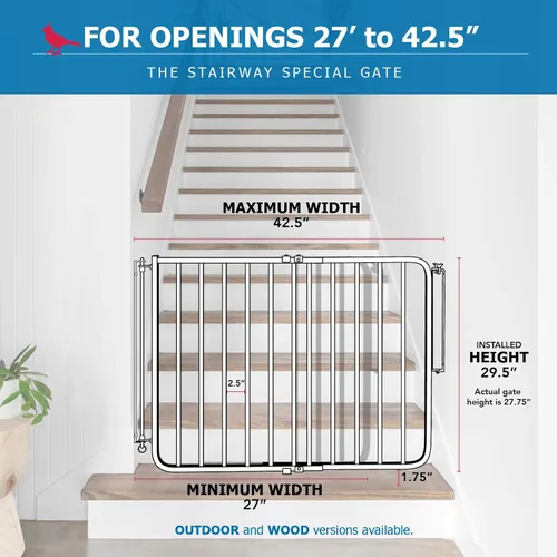 Vista 4 de Cardinal Gates SS30 Puerta Especial para Escaleras para Bebés para la Parte Superior de las Escaleras - Puerta Ajustable para Perros