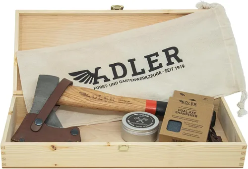 Vista 8 de Adler Hacha de explorador – Hacha de campamento forjada alemana con funda de cuero, bushcraft compacto y hacha de senderismo, cabeza de acero al