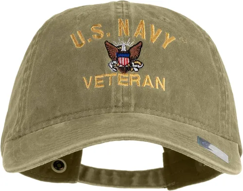 Vista 8 de e4Hats Gorra lavada bordada militar de veterano de la Marina de los EE. UU Azul marino