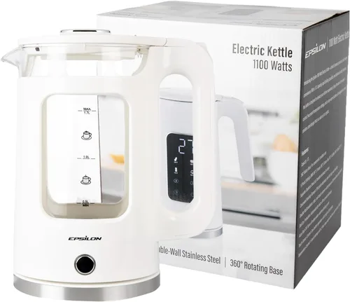 Vista 12 de Hervidor eléctrico Epsilon 1100W - 1.7L, tetera eléctrica con protección contra secado y apagado automático, tetera eléctrica de hervido rápido