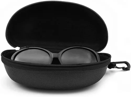 Vista 3 de Estuche rígido para gafas de sol con cremallera, 3 piezas, estuche para gafas de viaje, con gancho de plástico