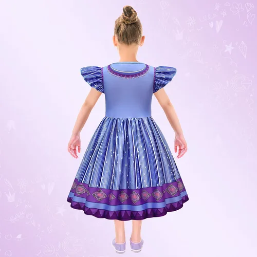 Vista 2 de Tibeha Wish Movie Asha Princess Costume for Girls, Kids Cosplay Christmas Party Dress Up Outfits