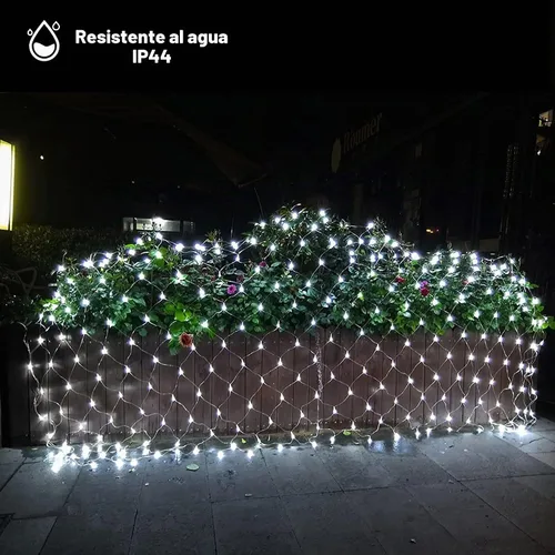 Vista 2 de 9.8 pies x 6.6 pies 192 Luces de Red LED de Navidad, 8 Modos 30V Bajo Voltaje Luces de Cadena de Malla de Hadas para Árboles de Navidad, Arbustos