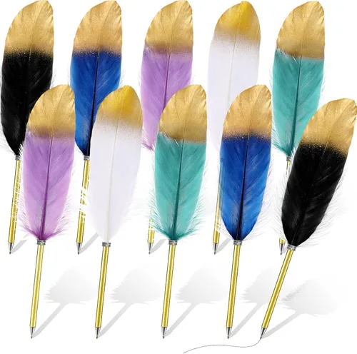Vista 9 de Chivao Bolígrafo de pluma de 0.020 in, tinta negra, pluma de pluma chapada en pluma para invitados, recuerdos de oficina, fiestas (10 piezas)