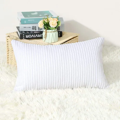 Vista 35 de Artscope Fundas de Almohada de Pana a Rayas Acogedoras Súper Suaves Decorativas Cuadradas Fundas de Almohada Fundas de Cojín para Sofá Sofá Amarillo