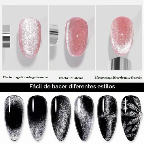 Vista 6 de 4 Piezas Imán Extra Grande Cilíndrico de Ojo de Gato para Uñas, Imán Magnético de Doble Cabeza, Varilla de Esmalte en Gel Multifuncional