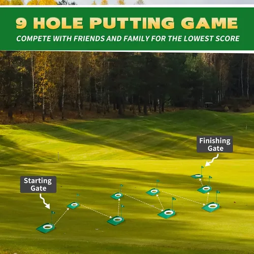 Vista 6 de Sotiff 9 Pack Golf Putting Cup and Flag Plastic Golf Hole Training Aids Training Putters for Indoor Outdoor Men Women Office Backyard Garage