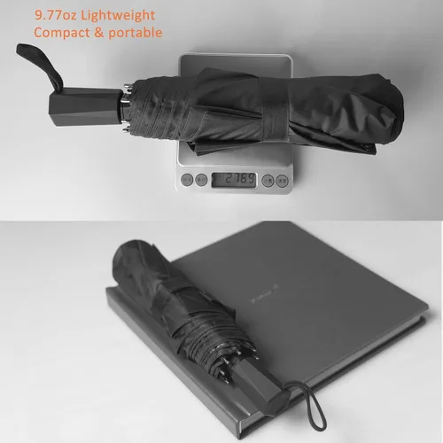 Vista 7 de Chioee Sombrilla de viaje ligera, súper repelente al agua, sombrilla portátil para hombres y mujeres, revestimiento de teflón, bloqueo de luz