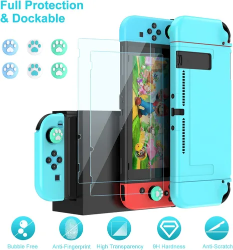 Vista 6 de innoAura Funda para interruptor NS Switch 18 en 1 con funda de transporte para interruptor, funda de juego para interruptor, protector de pantalla