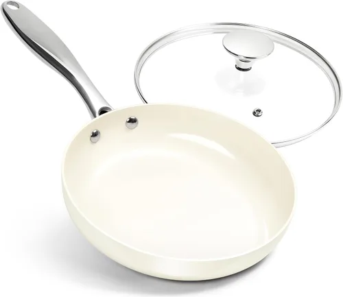 Vista 8 de MICHELANGELO Sartén pequeña – Sartén antiadherente de 8 pulgadas con tapa, sartenes de cerámica no tóxicas con mango de acero inoxidable, sartén