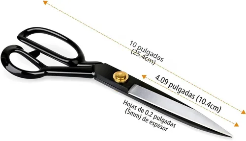 Vista 6 de Tijeras de tela profesionales de 10 pulgadas resistentes para cuero, tijeras de costura para sastrería, resistencia industrial, acero de alto