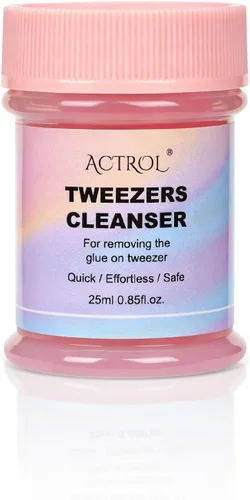 Vista 10 de ACTROL - Pinzas limpiadoras de pestañas azules de 0.8 fl oz con bola de esponja para eliminación de pegamento Blue 25ml Lash Tweezer Cleanser With