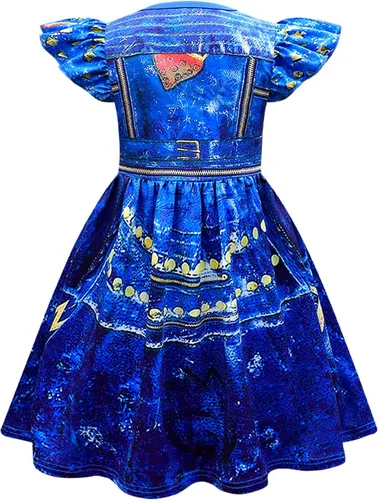 Vista 3 de Disfraz de princesa para niñas, trajes de cosplay de Halloween con peluca de 3 a 10 años
