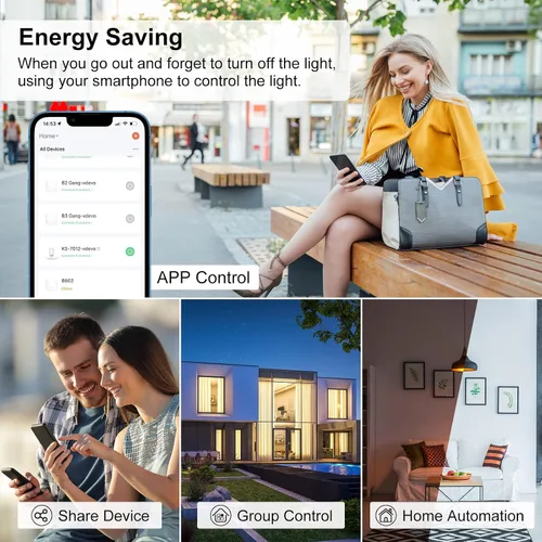 Vista 8 de Milfra Interruptor de atenuación inteligente, compatible con Alexa y Google Assistant, interruptor WiFi para luces LED, necesita cable neutro, Wi-Fi