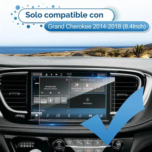 Vista 2 de 2014 2015 2016 2017 2018 Grand Cherokee Protector de pantalla para Jeep Grand Cherokee (Trailhawk/Overland/Summit/SRT) Pantalla táctil de 8.4