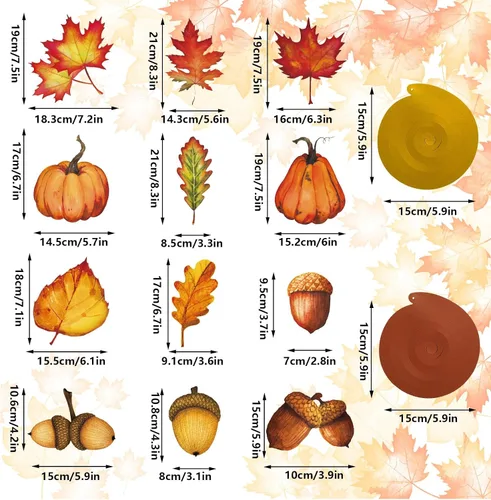 Vista 2 de Whaline 32 piezas de remolino colgante de otoño, calabaza, hoja de arce, piña, remolino, decoración para colgar en el techo, remolinos de fiesta