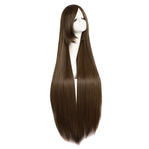 Vista 2 de MapofBeauty - Peluca lisa para anime para hacer cosplay (marrón)