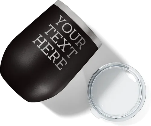 Vista 6 de Vaso de vino personalizado de acero inoxidable recubierto de polvo de 12 onzas con tapa, grabado personalizado, regalos de vino personalizados